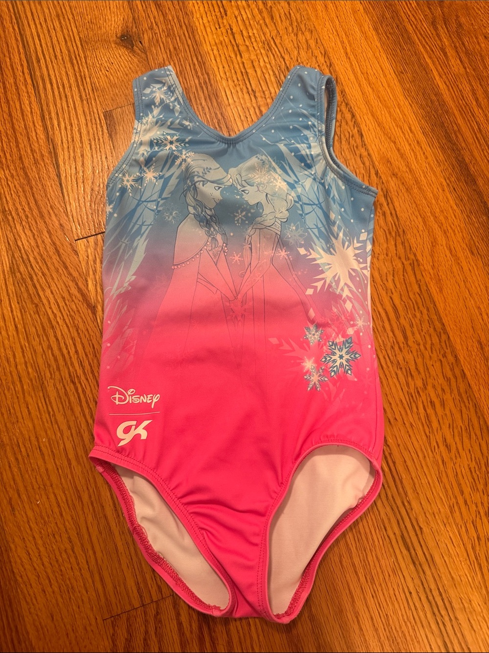 GK Disney Girls Pink and Blue Frozen Ice Skating Leotard